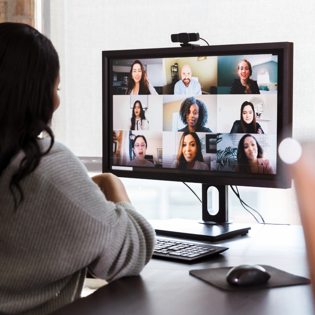 Woman on a online group chat