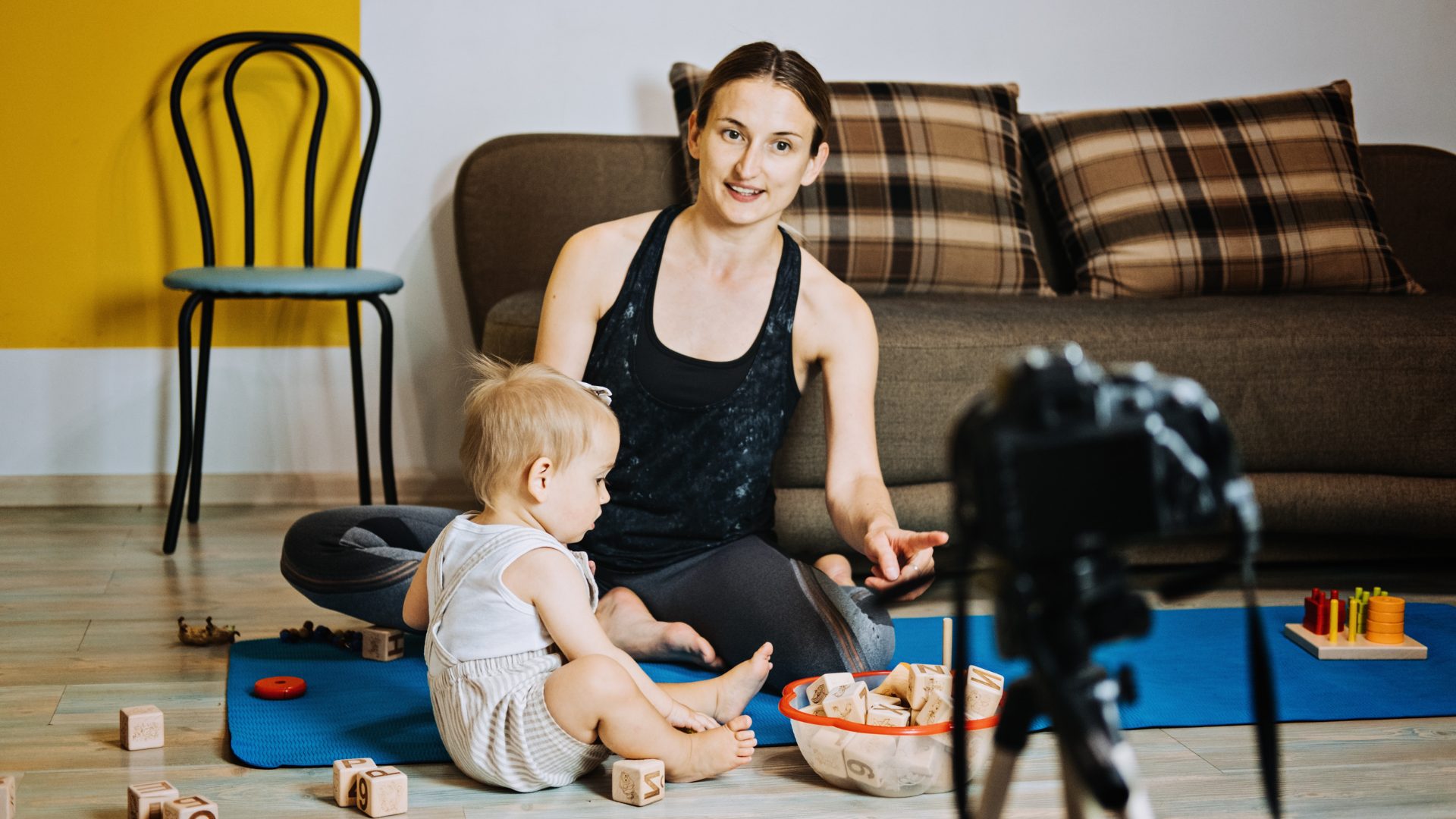 mom and child being recorded