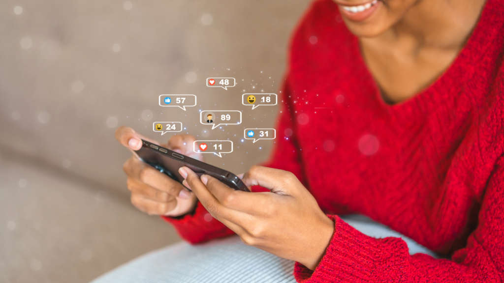 woman on social media